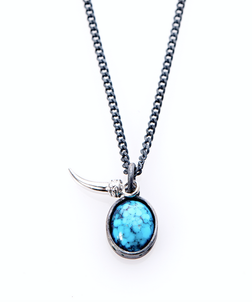 Polished Silver Tusk - Kingman Turquoise Necklace – Harlin Jones