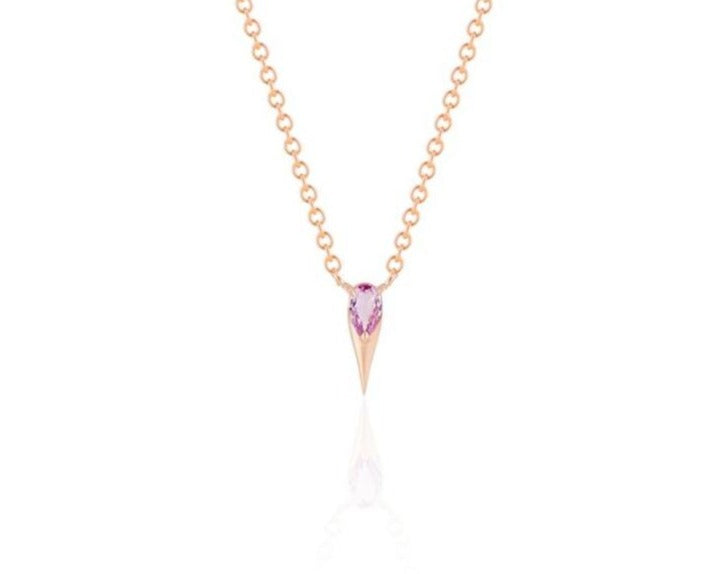 Pink Sapphire in Modern Rose Gold Bezel Necklace