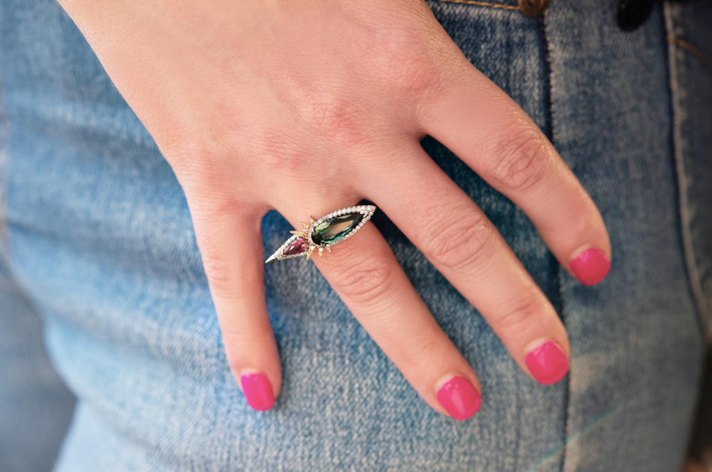 Tourmaline & Diamond Ring